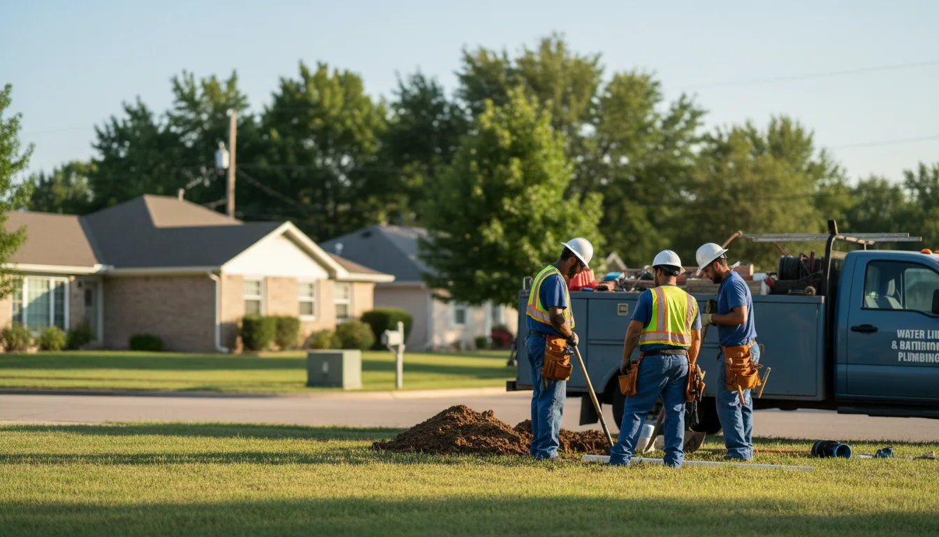 Residential water line and bathroom plumbing service in Meeker, OK